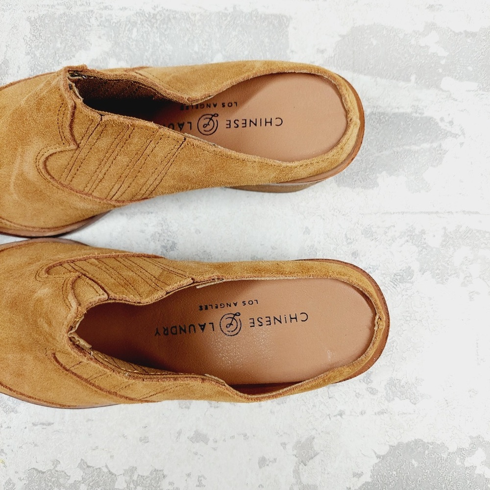 NEW Chinese Laundry Los Angeles Tan Brown Leather Western Mules V69 - Picture 10 of 12
